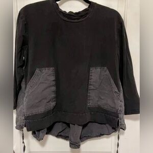 Minimalist Core Black Pullover Boxy Top Relaxed Fit Dark Academia Loungewear Med